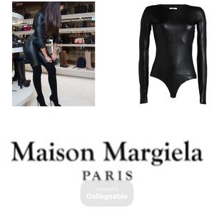 ‼️WOW‼️🖤Maison Martin Margiela Black faux leather Bodysuit top‼️NWOT🖤